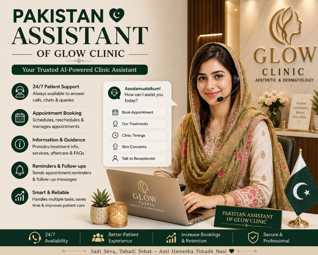 Female assistant — Glow clinic · Punjabi accent
